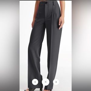 Commense High Waisted Pleat Front Solid Colored Straight Leg Trousers